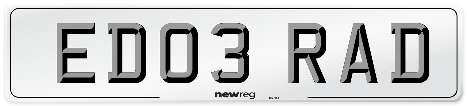 ED03 RAD Number Plate from New Reg